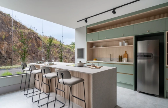 As bancadas podem servir como uma área onde você prepara os seus alimentos ou como base para preparar e saborear as refeições